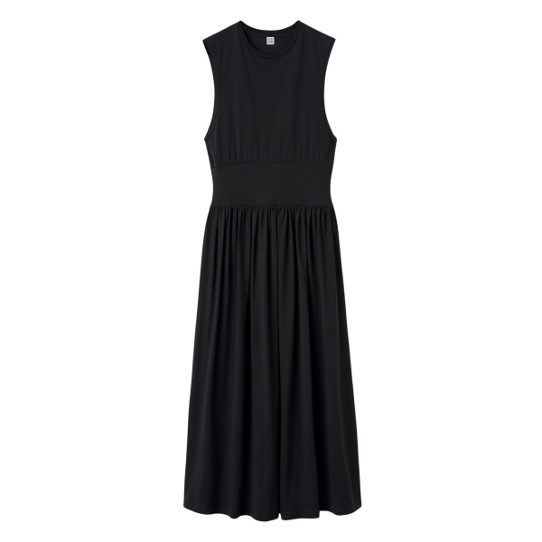 Totême Sleeveless Cotton Tee Dress Black - Dresses - Scandinavian Minimalist Luxury at Luxury Shoes 
