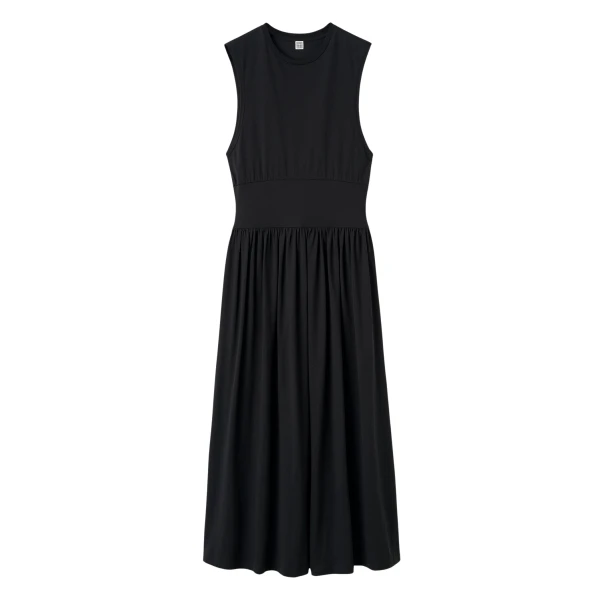 Totême Sleeveless Cotton Tee Dress Black - Dresses - Scandinavian Minimalist Luxury at Luxury Shoes 