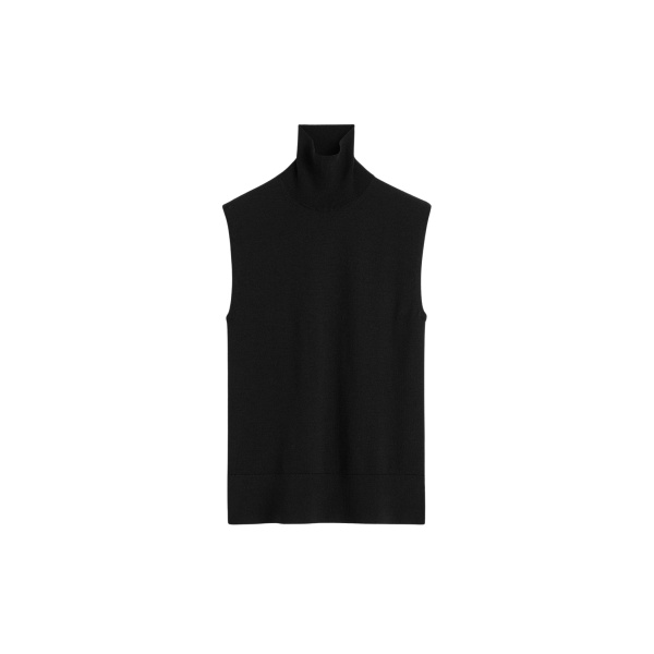 Totême Sleeveless Fine Turtleneck Black - Knitwear - Scandinavian Minimalist Luxury at Luxury Shoes 