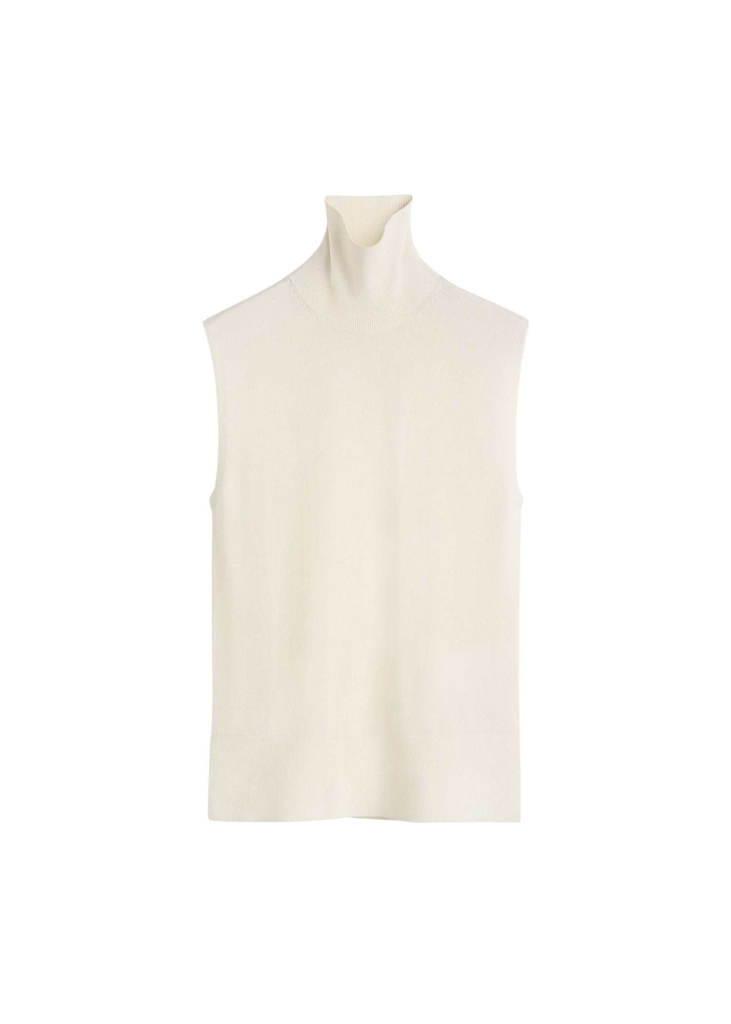 Toteme-Sleeveless-Fine-Turtleneck-Ecru22137_nobg Totême Sleeveless Fine Turtleneck Ecru - Knitwear - Scandinavian Minimalist Luxury at Luxury Shoes