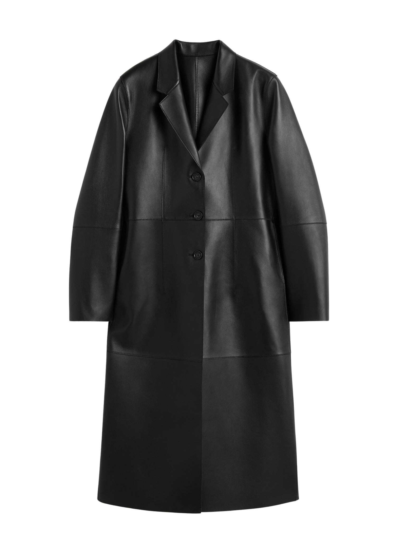 Toteme Slim Leather Coat Black