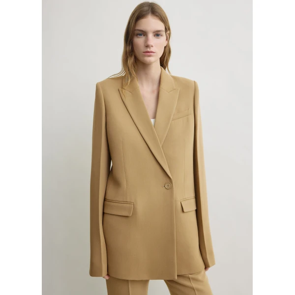 Totême Slim Tailored Blazer Beige - Jackets - Scandinavian Minimalist Luxury at Luxury Shoes 