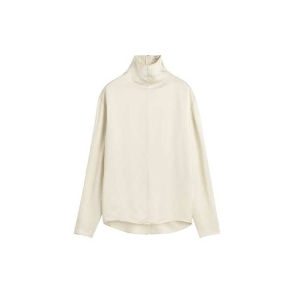 Totême Slouch-Neck Blouse Ecru - Tops - Scandinavian Minimalist Luxury at Luxury Shoes 
