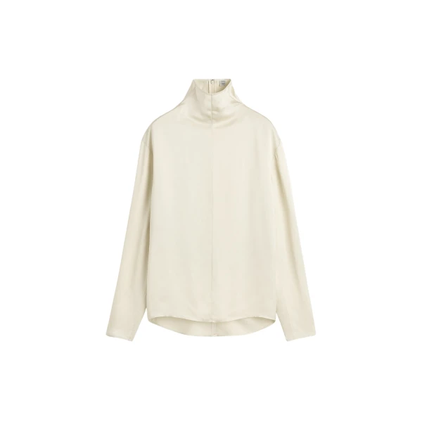 Totême Slouch-Neck Blouse Ecru - Tops - Scandinavian Minimalist Luxury at Luxury Shoes 