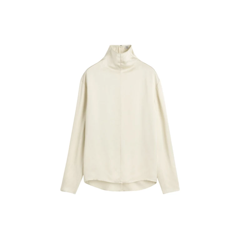 Totême Slouch-Neck Blouse Ecru - Tops - Scandinavian Minimalist Luxury at Luxury Shoes 