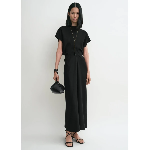 Totême Slouch Waist Basketweave Dress Black - Dresses - Scandinavian Minimalist Luxury at Luxury Shoes 