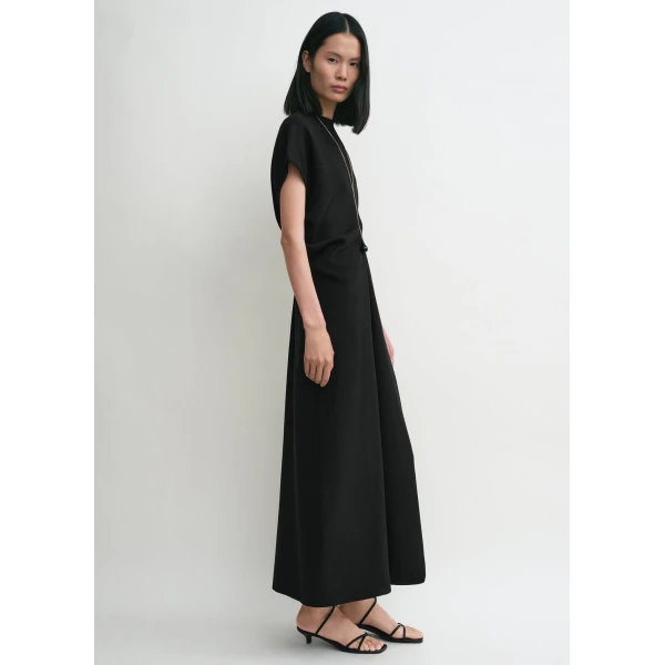 Totême Slouch Waist Basketweave Dress Black - Dresses - Scandinavian Minimalist Luxury at Luxury Shoes 