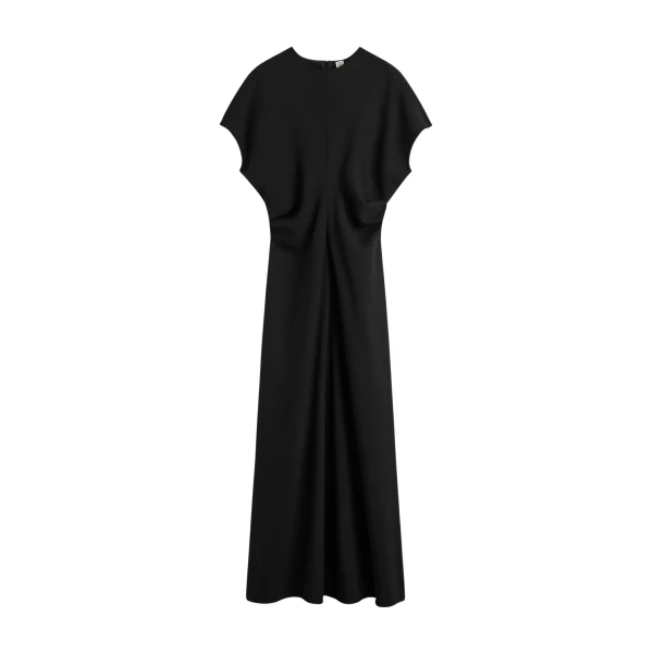 Totême Slouch Waist Wool Dress Black - Dresses - Scandinavian Minimalist Luxury at Luxury Shoes 
