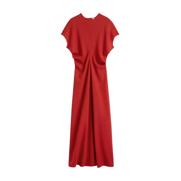 Totême Slouch Waist Wool Dress Poppy - Dresses - Scandinavian Minimalist Luxury at Luxury Shoes 