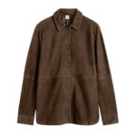 Totême Soft Suede Overshirt Bark - Tops - Scandinavian Minimalist Luxury at Luxury Shoes 