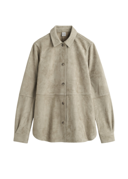Totême Soft Suede Shirt Desert - Tops - Scandinavian Minimalist Luxury at Luxury Shoes 