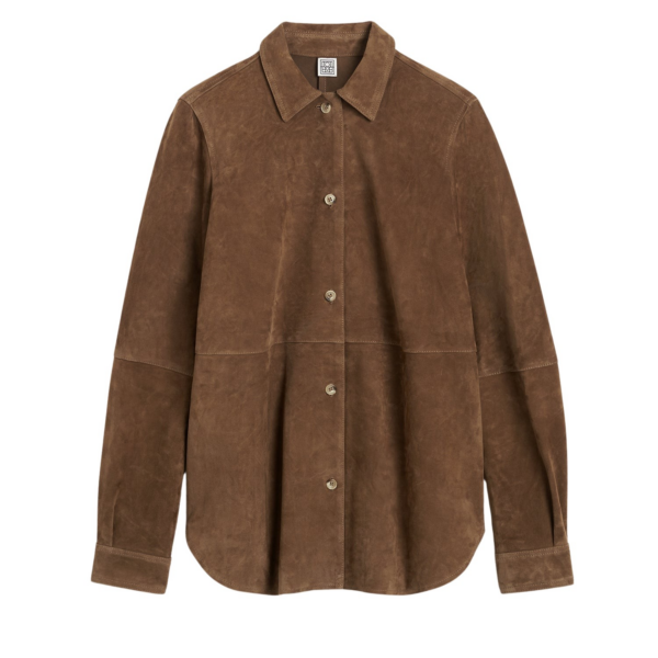 Totême Soft Suede Shirt Tobacco - Tops - Scandinavian Minimalist Luxury at Luxury Shoes 