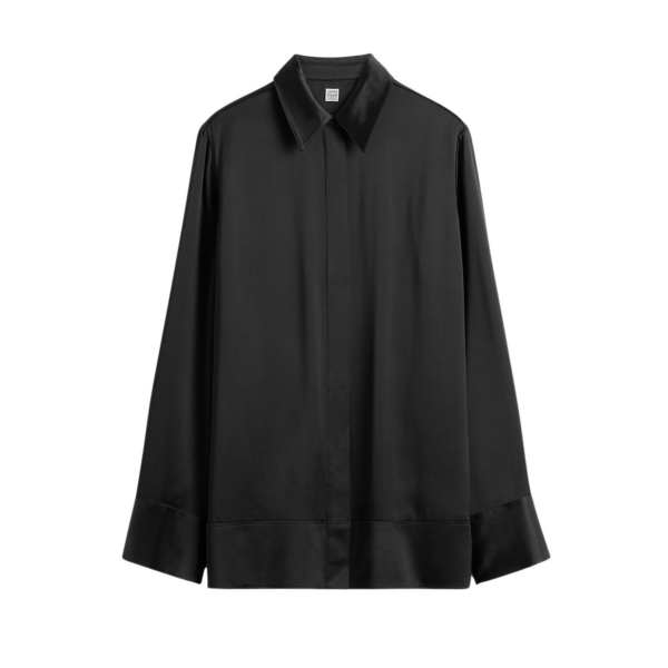 Totême Soft Tuxedo Shirt Black - Tops - Scandinavian Minimalist Luxury at Luxury Shoes 