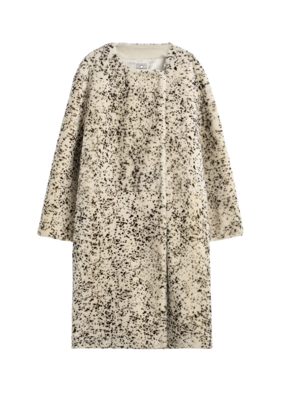 Totême Stracciatella Shearling Coat Black/White - Coats - Scandinavian Minimalist Luxury at Luxury Shoes 