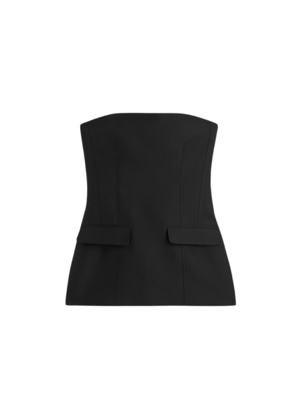Totême Strapless Crepe Pocket Top Black - Tops - Scandinavian Minimalist Luxury at Luxury Shoes 