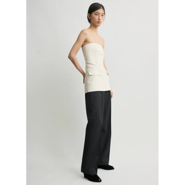 Totême Strapless Crepe Pocket Top Ecru - Tops - Scandinavian Minimalist Luxury at Luxury Shoes 