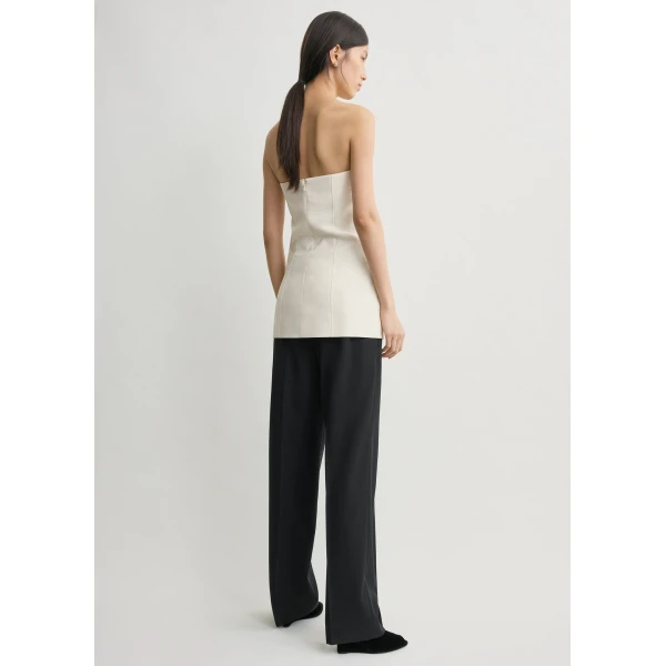 Totême Strapless Crepe Pocket Top Ecru - Tops - Scandinavian Minimalist Luxury at Luxury Shoes 