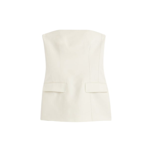 Toteme Strapless Crepe Pocket Top Ecru