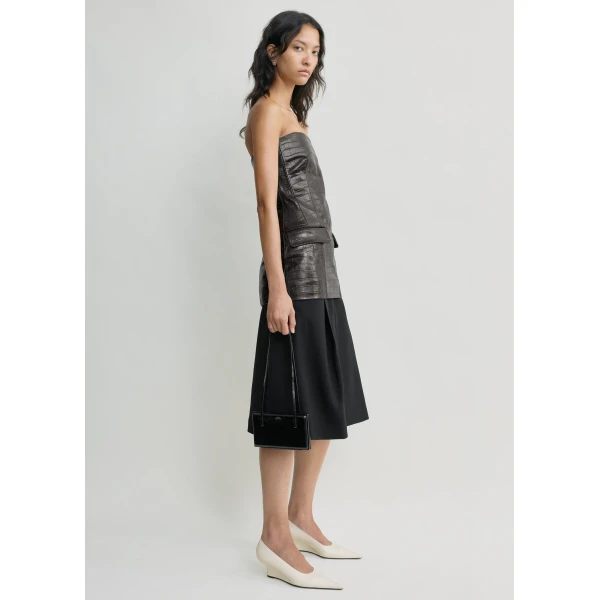 Totême Strapless Croco-Embossed Pocket Top Dark Brown - Tops - Scandinavian Minimalist Luxury at Luxury Shoes 