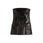 Totême Strapless Croco-Embossed Pocket Top Dark Brown - Tops - Scandinavian Minimalist Luxury at Luxury Shoes 