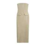 Totême Strapless Pocket Dress Beige - Dresses - Scandinavian Minimalist Luxury at Luxury Shoes 