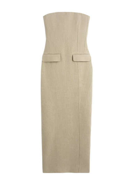 Totême Strapless Pocket Dress Beige - Dresses - Scandinavian Minimalist Luxury at Luxury Shoes 