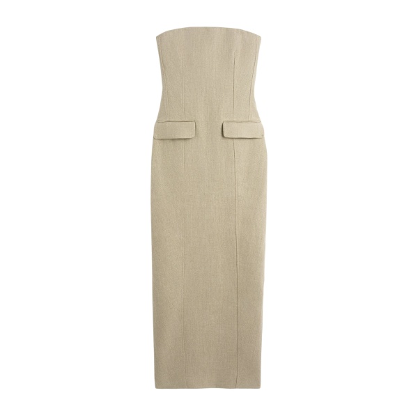 Totême Strapless Pocket Dress Beige - Dresses - Scandinavian Minimalist Luxury at Luxury Shoes 