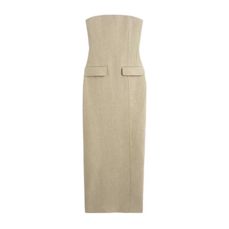 Totême Strapless Pocket Dress Beige - Dresses - Scandinavian Minimalist Luxury at Luxury Shoes 