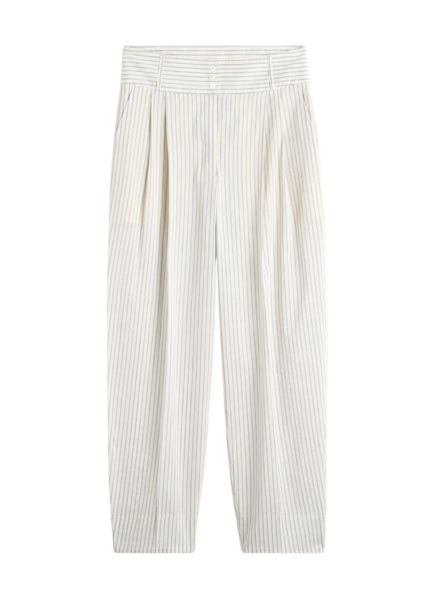 Totême Stripe Balloon Trousers White/Cobalt - Pants - Scandinavian Minimalist Luxury at Luxury Shoes 