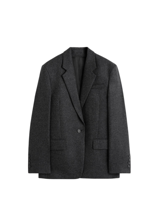 Totême Tailored Blazer Charcoal - Jackets - Scandinavian Minimalist Luxury at Luxury Shoes 