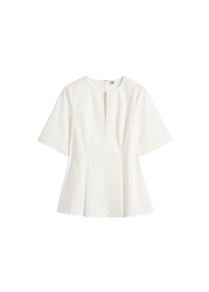 Totême Tailored Cotton Top White - Tops - Scandinavian Minimalist Luxury at Luxury Shoes 