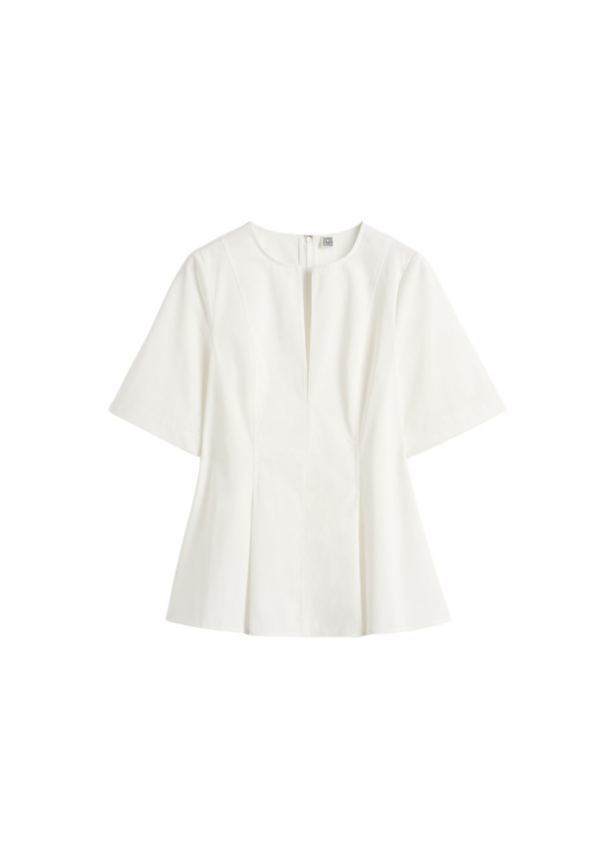 Totême Tailored Cotton Top White - Tops - Scandinavian Minimalist Luxury at Luxury Shoes 