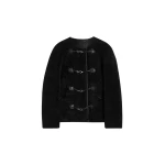 Totême Teddy Shearling Clasp Jacket Black - Jackets - Scandinavian Minimalist Luxury at Luxury Shoes 