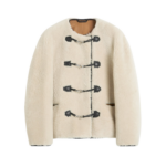 Totême Teddy Shearling Clasp Jacket Off-White - Jackets - Scandinavian Minimalist Luxury at Luxury Shoes 