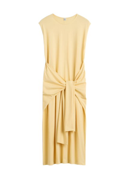 Totême Tie-Waist Jersey Dress Buttercup - Dresses - Scandinavian Minimalist Luxury at Luxury Shoes 