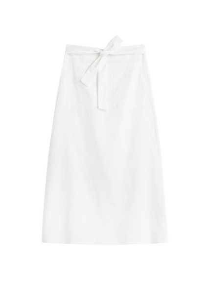 Totême Tie-Waist Skirt White - Skirts - Scandinavian Minimalist Luxury at Luxury Shoes 