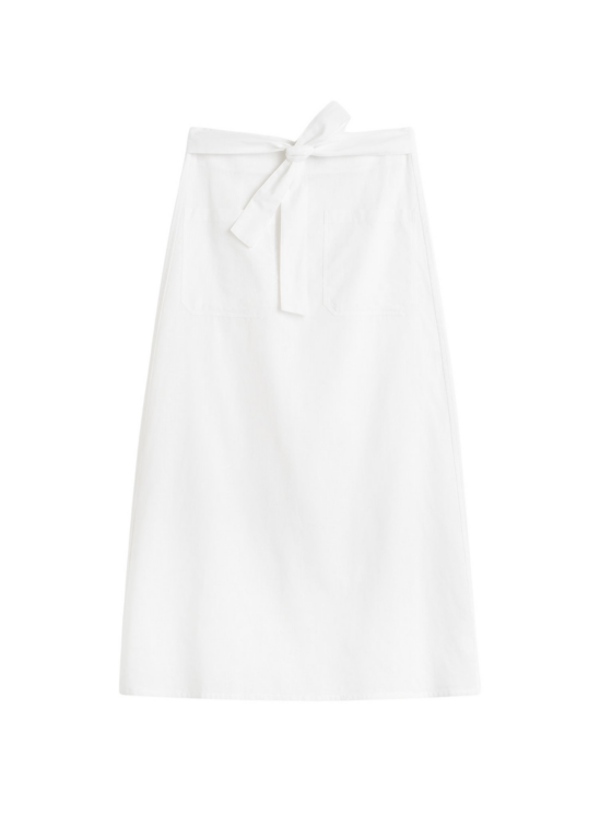 Totême Tie-Waist Skirt White - Skirts - Scandinavian Minimalist Luxury at Luxury Shoes 