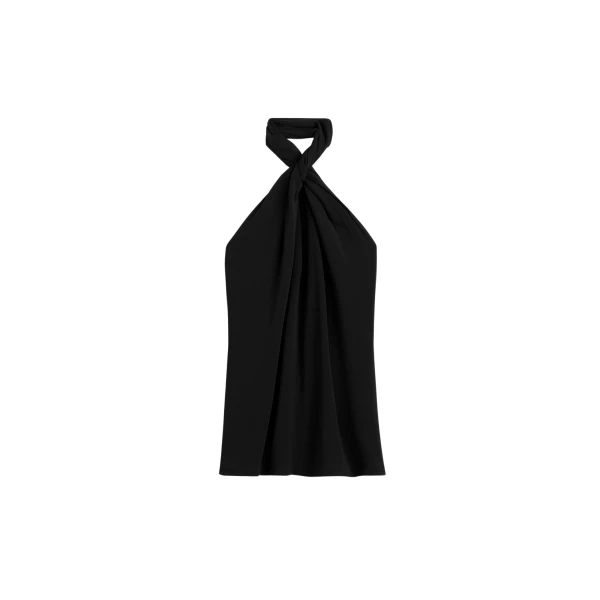 Totême Twisted Jersey Halter Top Black - Tops - Scandinavian Minimalist Luxury at Luxury Shoes 
