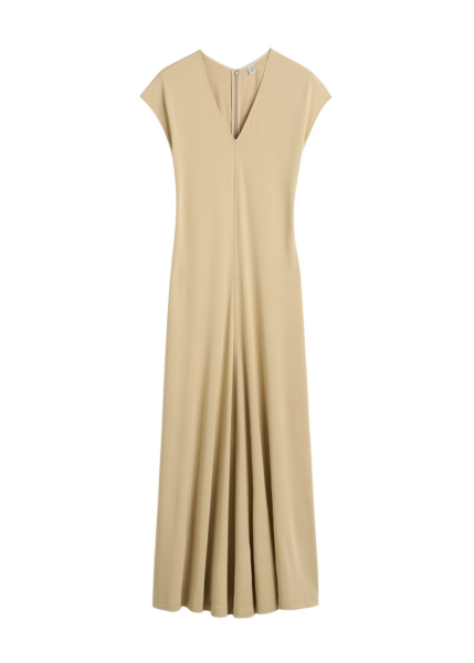 Totême V-Neck Jersey Dress Chai - Dresses - Scandinavian Minimalist Luxury at Luxury Shoes 