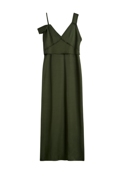 Totême V-Neck Slip Dress Bottle Green - Dresses - Scandinavian Minimalist Luxury at Luxury Shoes 