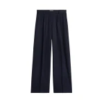 Totême Wide Flannel Trousers Navy - Pants - Scandinavian Minimalist Luxury at Luxury Shoes 
