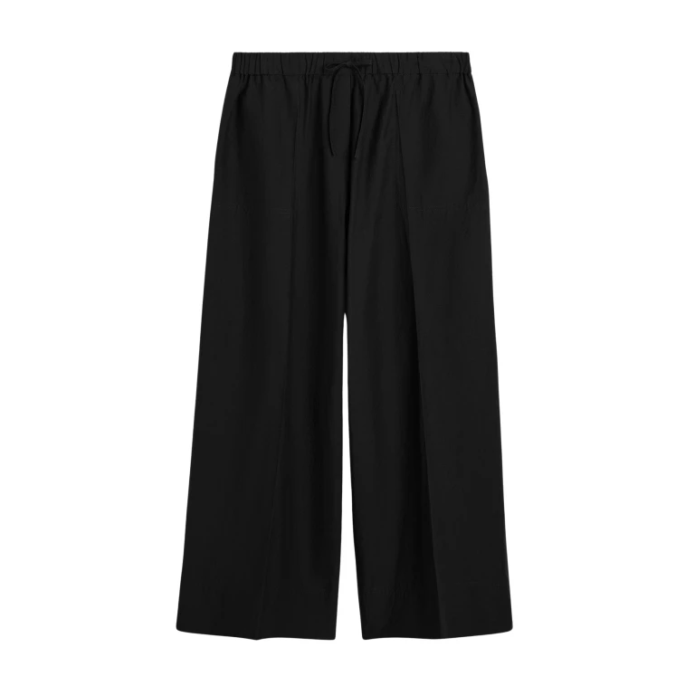 Totême Wide Summer Trousers Black - Pants - Scandinavian Minimalist Luxury at Luxury Shoes 