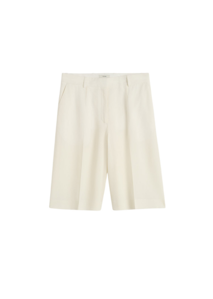 Totême Wide Tailored Shorts Ecru - Shorts - Scandinavian Minimalist Luxury at Luxury Shoes 