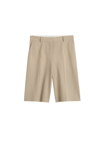 Totême Wide Tailored Shorts Overcast Beige - Shorts - Scandinavian Minimalist Luxury at Luxury Shoes 