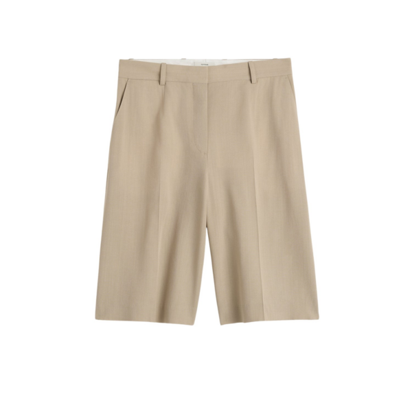 Toteme Wide Tailored Shorts Overcast Beige