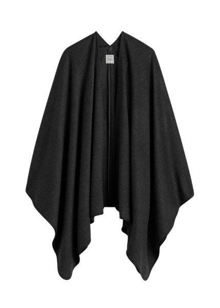 Totême Winter Flannel Cape Charcoal - Knitwear - Scandinavian Minimalist Luxury at Luxury Shoes 