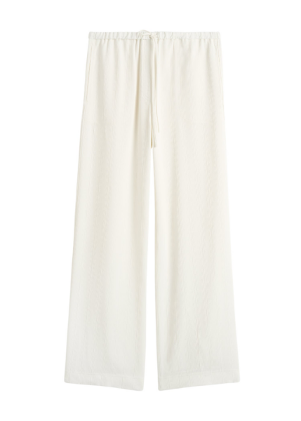 Totême Woven Stripe Drawstring Trousers Meringue - Pants - Scandinavian Minimalist Luxury at Luxury Shoes 