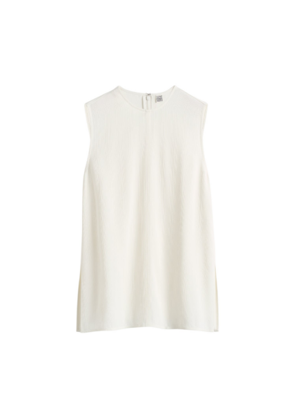 Totême Woven Stripe Top Meringue - Tops - Scandinavian Minimalist Luxury at Luxury Shoes 