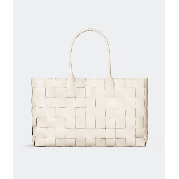Khaite Maxi Intreccio Tote in White - White Totes & Top-Handle Bags - The Lotus Tote Bag - Shop at Luxury Shoes 