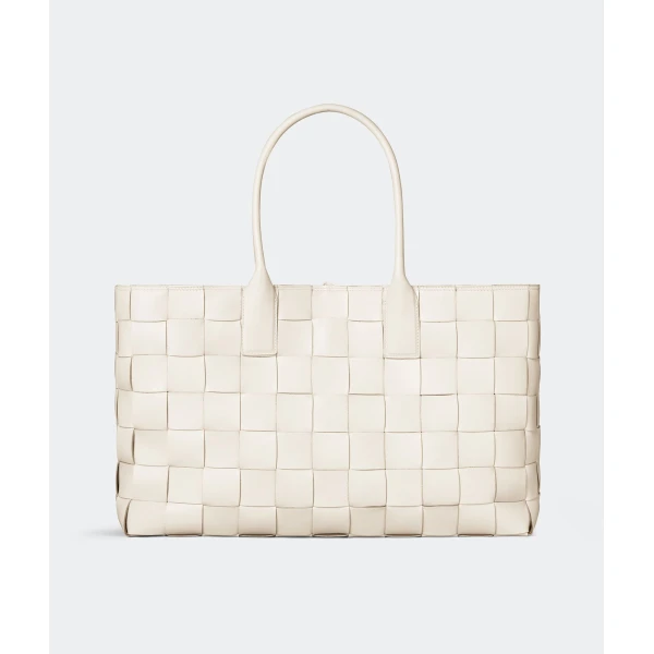 Khaite Maxi Intreccio Tote in White - White Totes & Top-Handle Bags - The Lotus Tote Bag - Shop at Luxury Shoes 
